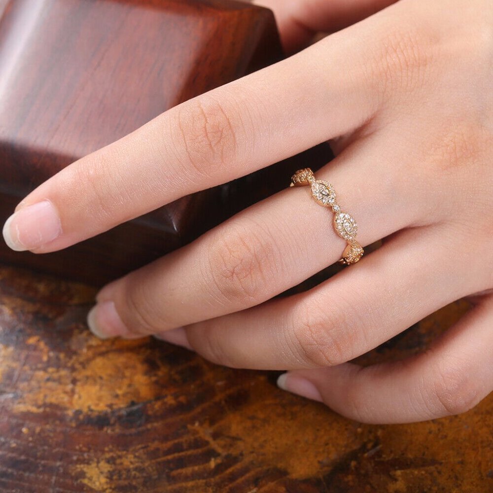 New 18k Yellow Gold Plated White Sapphire Ring - Picture 3 of 5
